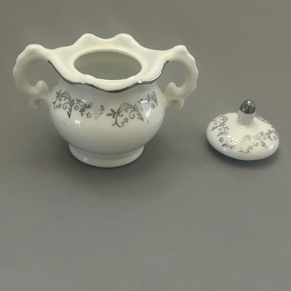 25th Anniversary Sugar Bowl and Creamer 3 Inch Japan Set Of 2